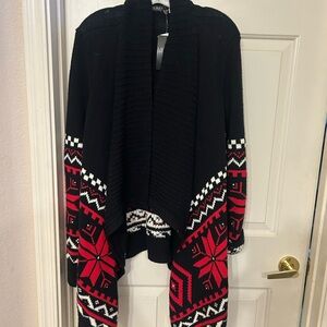 Black and Red Patterned Women's Sweater